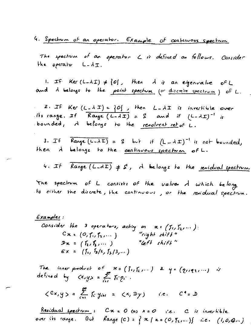 Math 583 B Differential Operators Spectrum of an operator Math 583 B Differential Operators Spectrum of an operator